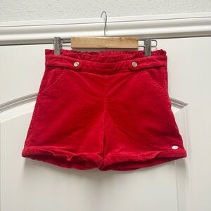 Tartine et Chocolat Girls Red Velvet Holiday Corduroy Gold Button Shorts 9-10Y